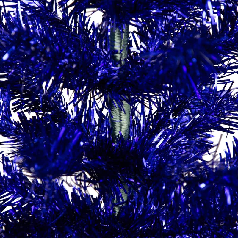 Artificial Tinsel Christmas Tree - 3' - Deep Blue - Unlit - 3 Foot