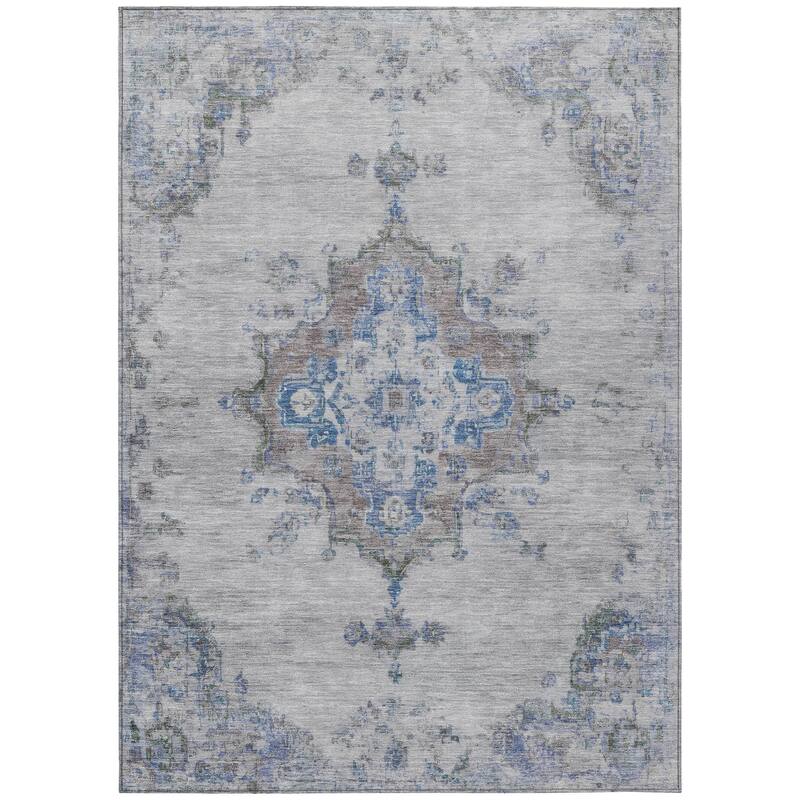 Machine Washable Indoor/ Outdoor Traditional Tabriz Chantille Rug