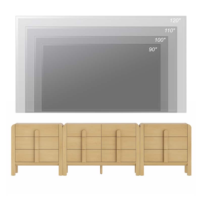 WAMPAT Modern Dresser TV Stand For Tvs Up To 120", 3-In-1 Mid Century Entertainment Center With Storage, Wood Media Console