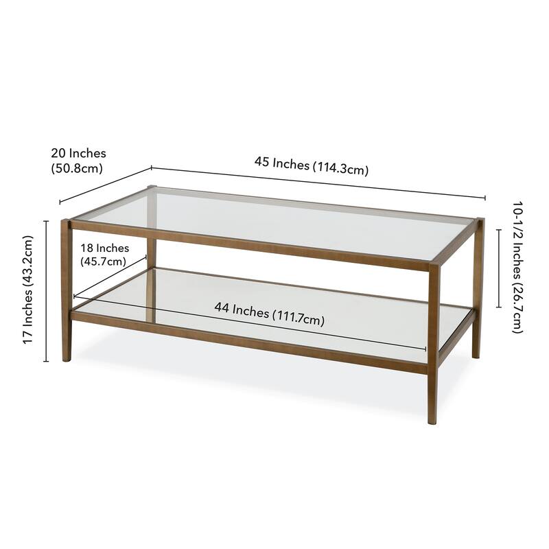 Hera 45'' Wide Rectangular Coffee Table with Mirror Shelf