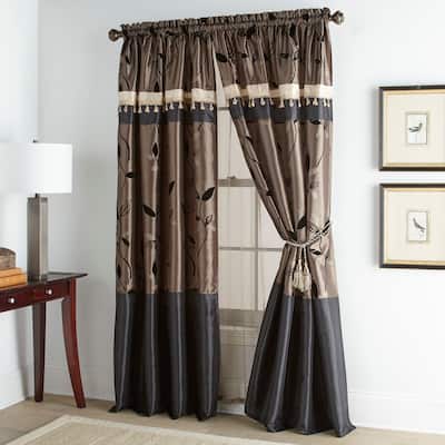 Grand Avenue Pandora 4 Piece Leaves Design Luxury Curtain Set - 56 x 84"