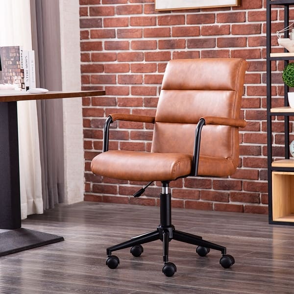 slide 2 of 13, Porthos Home Paavo Height Adjustable Faux Leather Swivel Office Chair