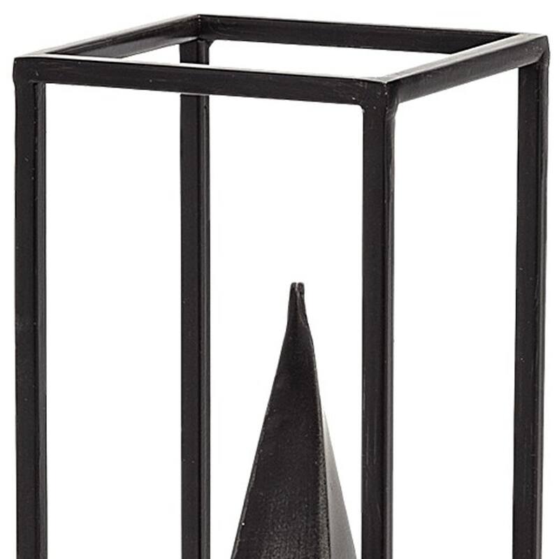 HomeRoots 13" Black Metal Tabletop Sculpture - 4" W x 4" D x 13" H