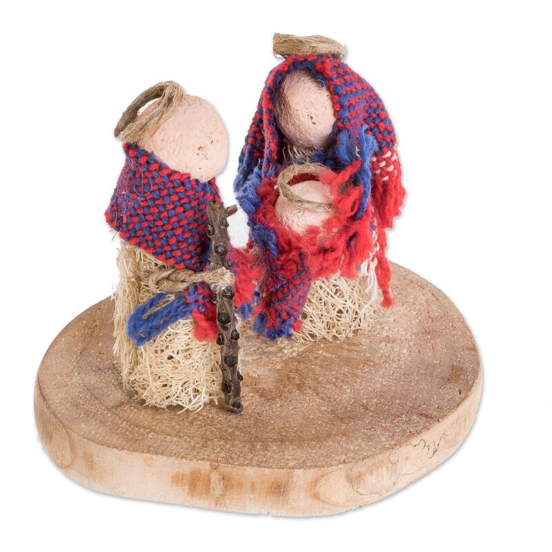 Novica Handmade Lovely Family Natural Fiber Nativity Sculpture