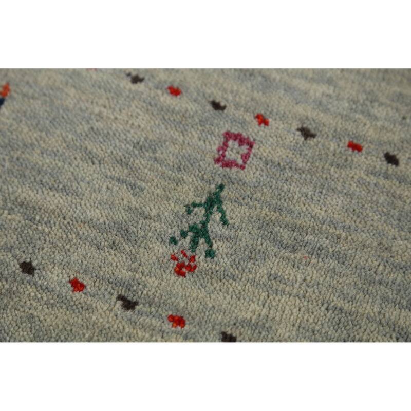 Hand Knotted Oriental 100% Wool Carpet Tribal Tribal Green Gabbeh Area Rug - 5' 11'' X 2' 6''