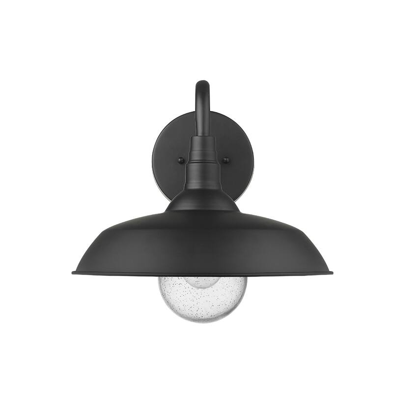 1-Light Outdoor Flush Mount Wall Light with Clear Seedy Glass Shade and Steel Fixture Garden Lighting