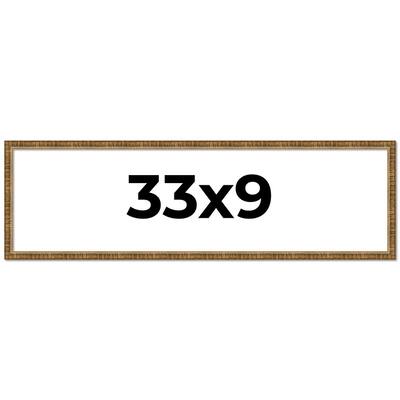 33x9 Frame Gold Solid Wood Picture Frame - Complete Modern Photo Frame