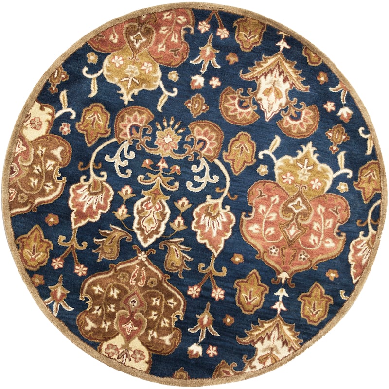 Copper Grove Schwaz Hand-tufted Traditional Navy Wool Area Rug - 5'6" Round - Navy