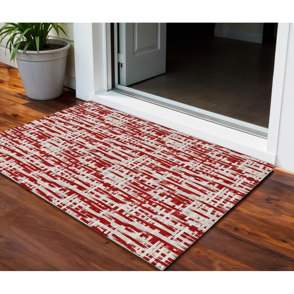 HomeRoots Abstract Transitional Rectangle Outdoor Rug