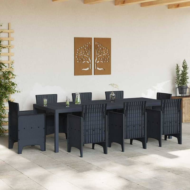 vidaXL Garden Table Anthracite/Brown poly rattan - 98.4 x 39.4 x 28.7 inch