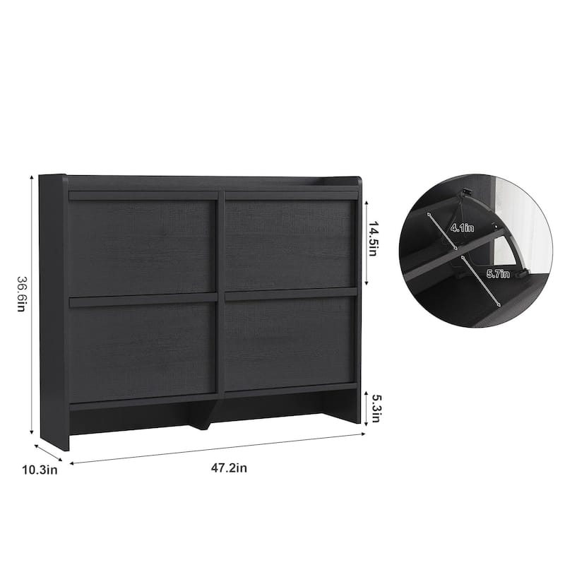 Drawer Wooden Shoe Cabinet with Adjustable Shelves