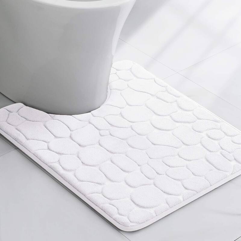 Memory Foam Contour Bath Mat Pebble Design 18x20