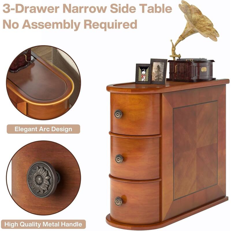 Wood End Table, Narrow Side Table Solid Side Table