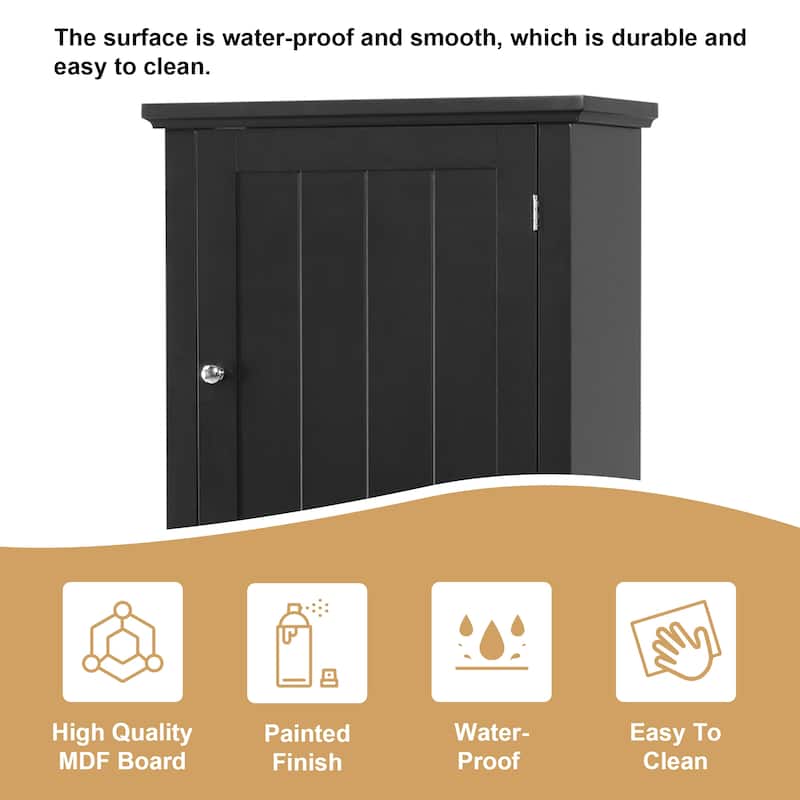 Tall Bathroom Storage Cabinet, Freestanding Storage Cabinet with Drawer and Adjustable Shelf, MDF Board with Painted Finish