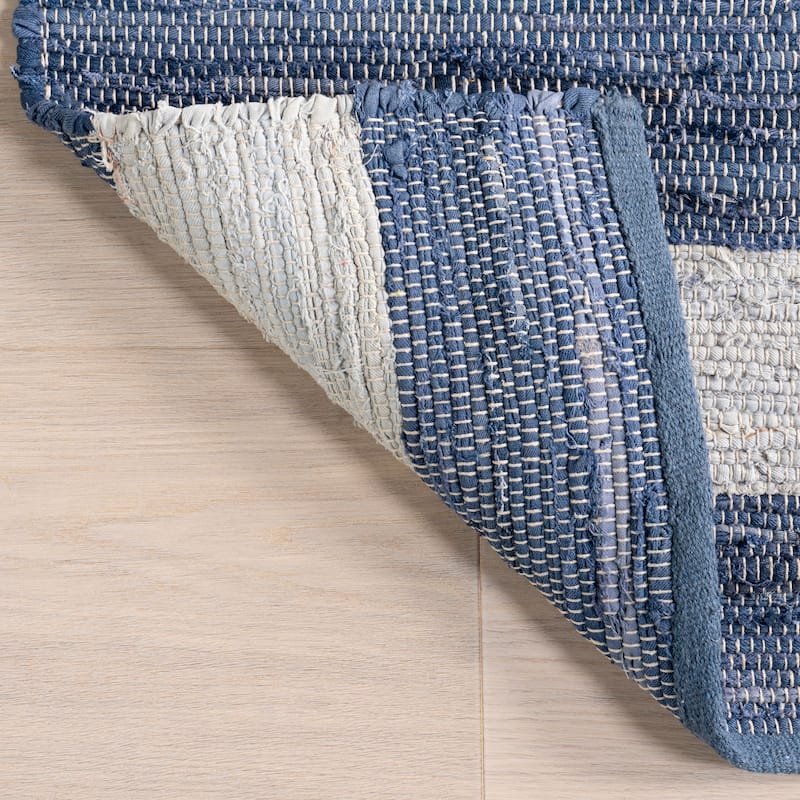 Home Conservatory Striped Rag Handwoven Cotton Area Rug - 2'6" x 8' Runner
