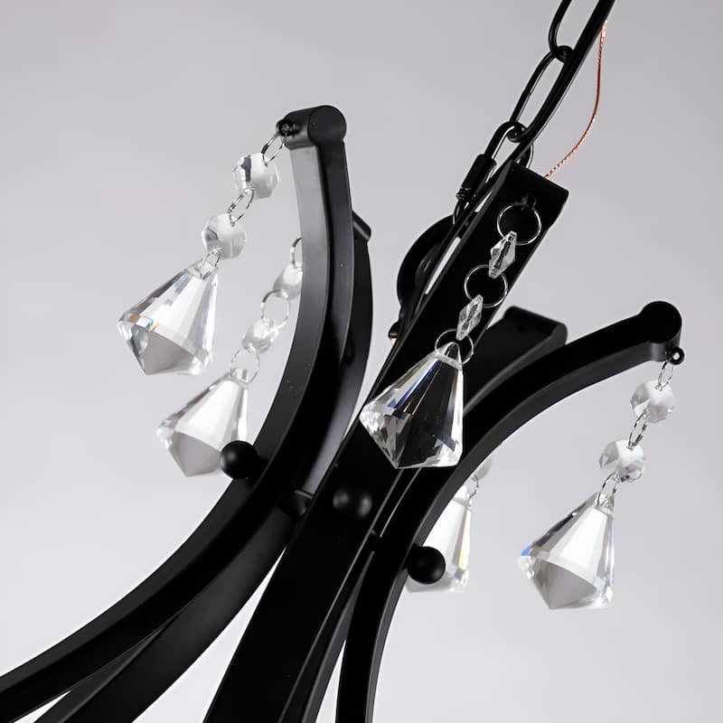 Mini 3-Light Geometric Teardrop Pendant with Crystals Tulipe Lantern Style