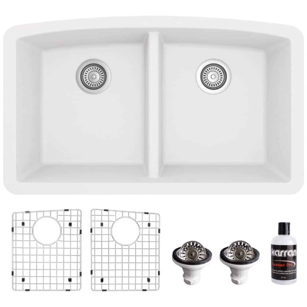Karran USA QU-710-PK1 Quartz QU 32" Undermount Double Basin Quartz