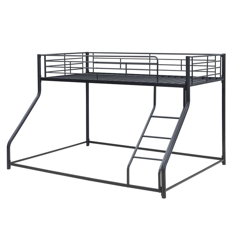 Twin XL over Queen Metal Bunk Bed, Black, Space-Saving Design