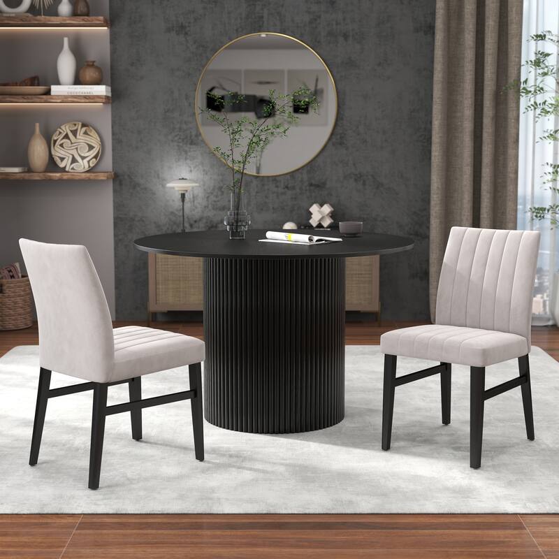 Roundhill Furniture Henriet 5-Piece Round Pedestal Dining Set