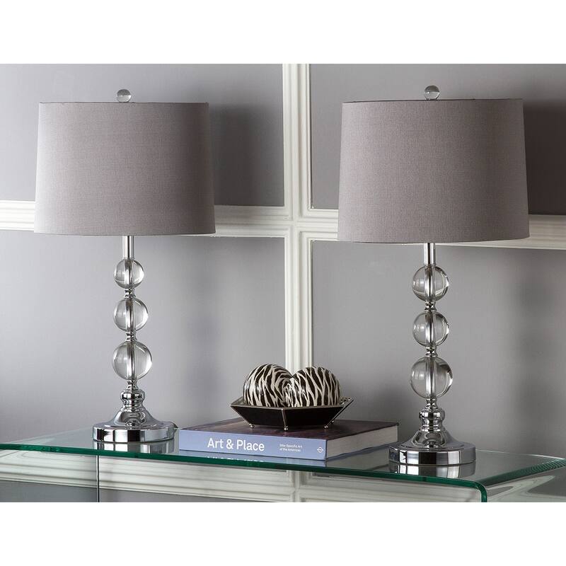 SAFAVIEH Lighting 27-inch Keeva Clear Crystal Table Lamp (Set of 2). - 14" W x 14" D x 27" H - Clear/Chrome