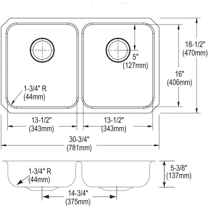 Elkay Lustertone 30-3/4" Undermount Double Basin Stainless Steel