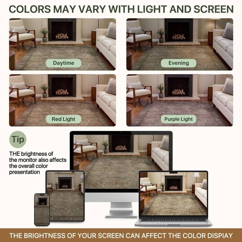 Mcow EverEase Collection Low Pile Machine Washable Non-Slip Area Rug