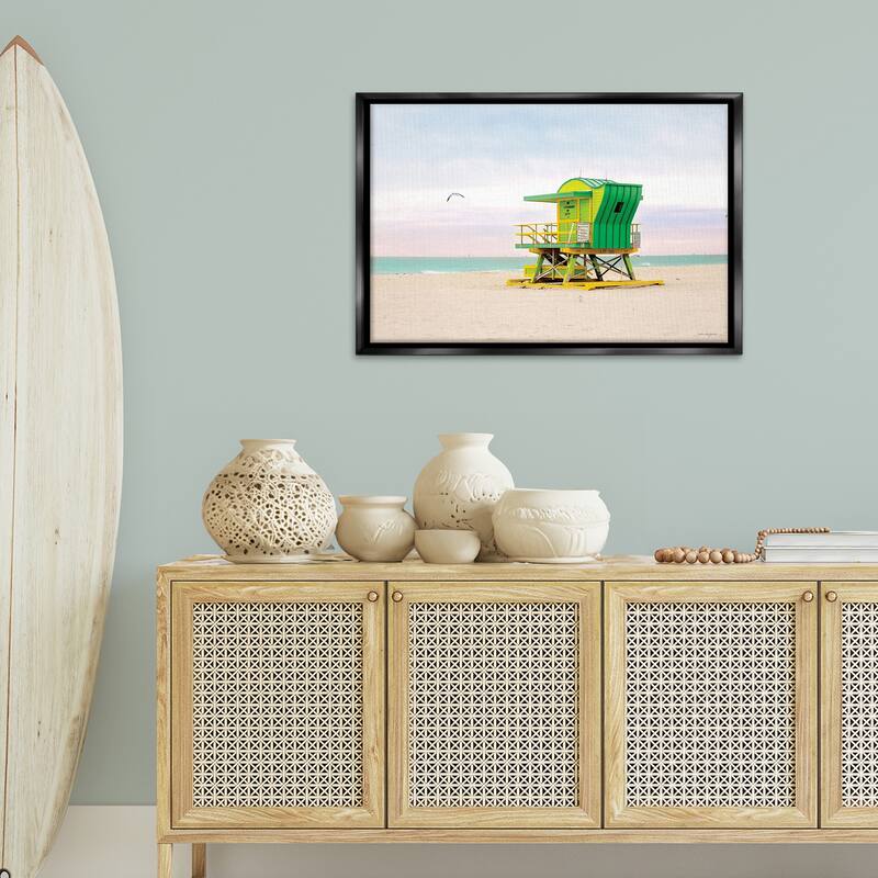 Stupell Lime Green Lifeguard Hut Framed Floater Canvas Wall Art Design By Seven Trees Design