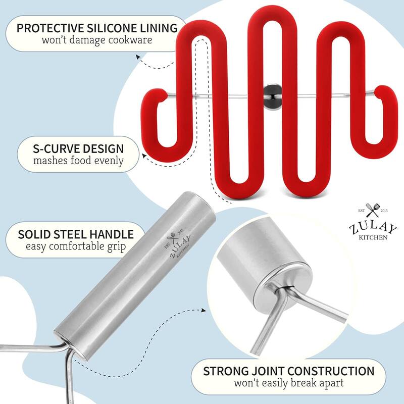 Zulay Kitchen Non-Scratch Potato Masher Kitchen Tool