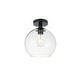 preview thumbnail 29 of 35, 1-light Flush-mount Ceiling Fixture w/ 10-in. Spherical Clear Glass Shade