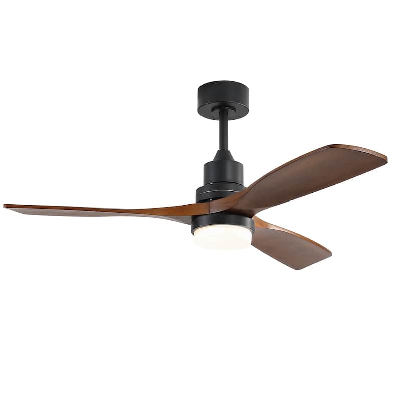 60 Inch Solid Wood Ceiling Fan with Light and Remote, Reverse Functions, Integrated Light Optional