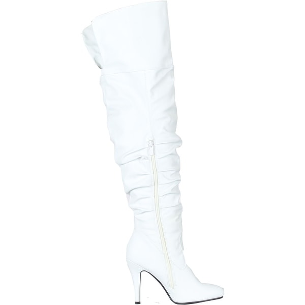 womens knee high white boots