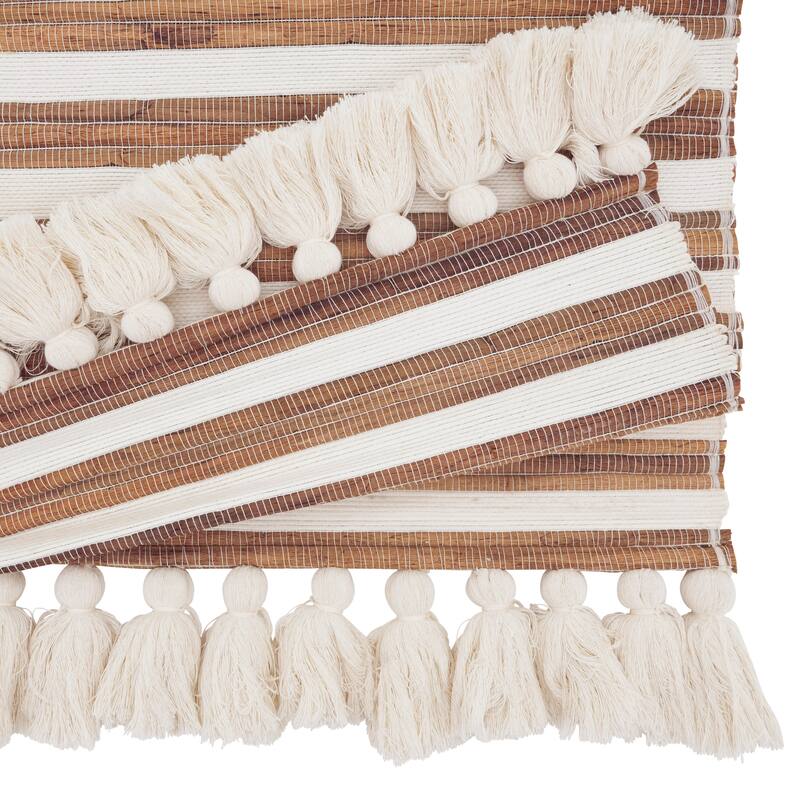 Water Hyacinth Woven Table Runner - Natural Non-Reversible Decorative Runner for Dining Table, 14"x72"