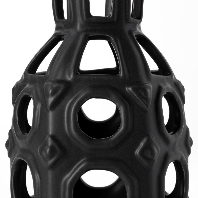 Brunel Large Black Drum-Shaped Ceramic Vase