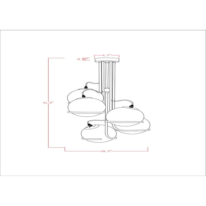 Jahal 19 Inch Opaque Glass Lantern Chandelier with 5 Globe Light