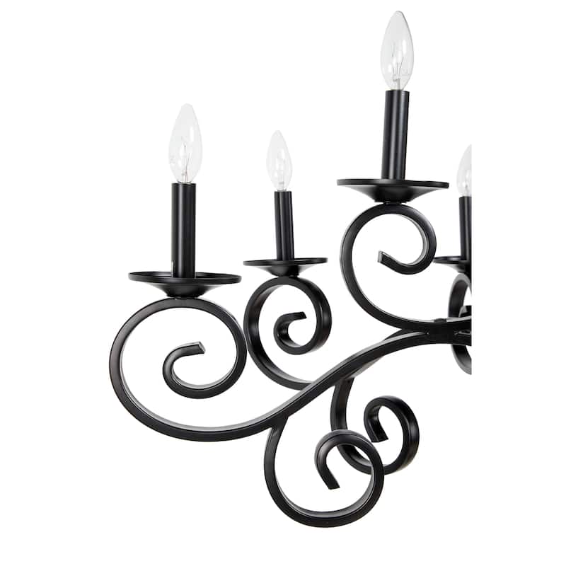 Metal Antique Style Holding 12 or 18 Light Chandelier with Scrolls - Black - Roche River Decor