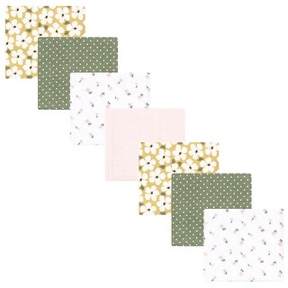 Hudson Baby Infant Girl Cotton Poly Flannel Receiving Blankets Bundle, Sage Floral, One Size - Sage Floral - One Size