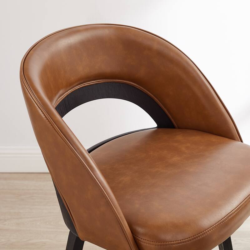 Art Leon Set of 2 Swivel Contemporary Counter Height Barstool with Bentwood Legs