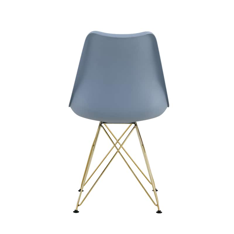 Modern Dining Chairs with Shell Lounge Plastic Seat and Golden Steel Legs Kitchen Chairs,Set of 4