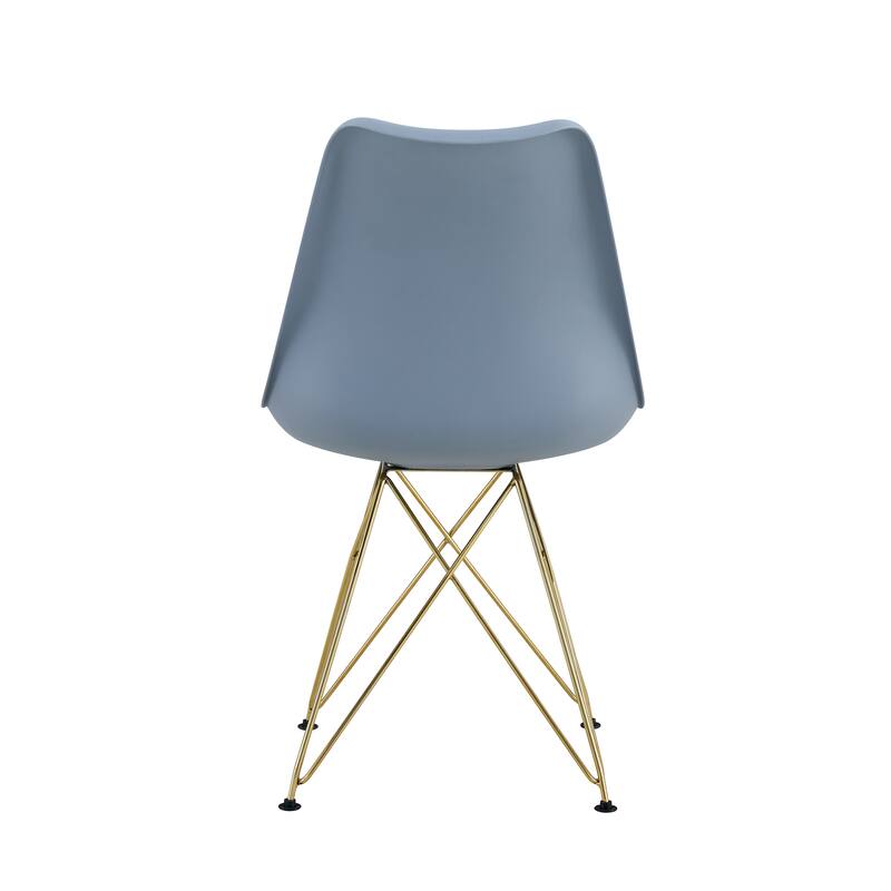 Modern Dining Chairs with Shell Lounge Plastic Seats and Gold Steel Legs, for Kitchen Living Room, Set of 4, Gray