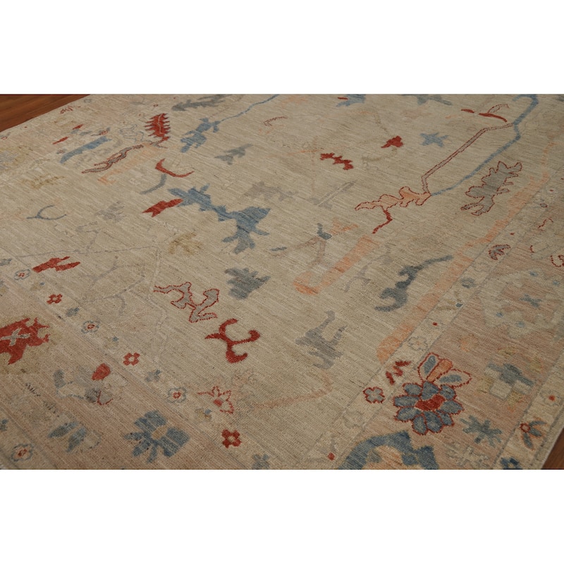 Transitional Vegetable Dye Oushak Turkish Rug Handmade Wool Carpet - 7'11"x 10'2"