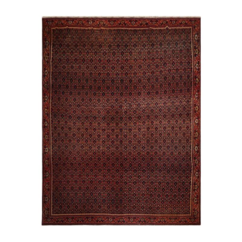 Hand Knotted Antique Black Persian Wool Traditional Oriental Area Rug - 10' x 13' 2''