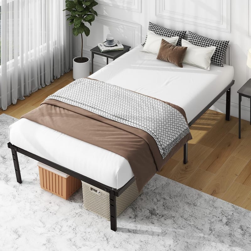 Twin Size Metal Bed Frame Platform Bed / Heavy Duty/ Solid Metal Slat / No Box Spring Needed, Twin Bed Frame