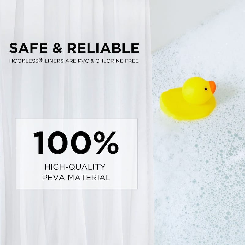 Hookless Plainweave 3-in-1 Shower Curtain with Sheer Top Window, Flex-on Rings & PEVA Liner