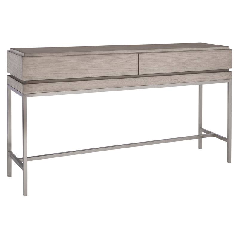 Uttermost Kamala 54" Long Oak Veneer Top Stainless Steel Console Table