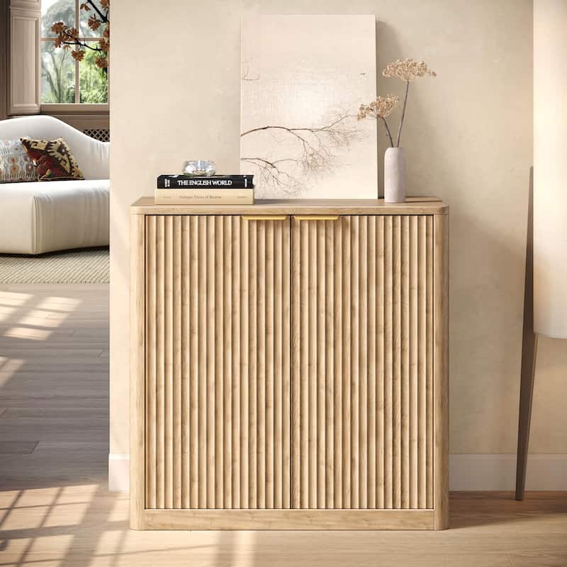 31.5" Buffet Cabinet with Storage, Fluted Sideboard with Adjustable Shelves for Living Room, Dining Room, Kitchen