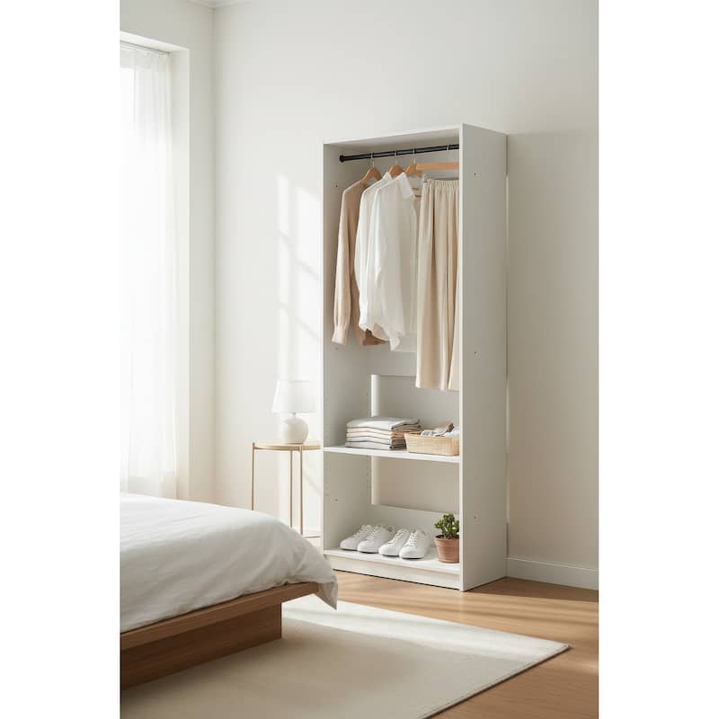 Prosper 32" White Wood Walk-in Closet with Two Rods - 31.4"W x 15.7"D x 83" H