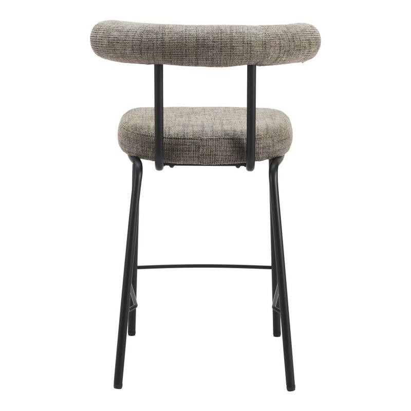 HomeRoots 26" Green and Black Chenille and Steel Low Back Counter Height Bar Chair