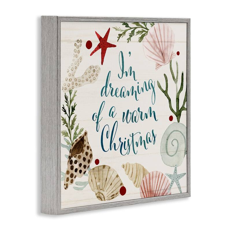 Stupell Dreaming of Warm Christmas Nautical Beach Holiday Framed Wall Art, 12 x 12