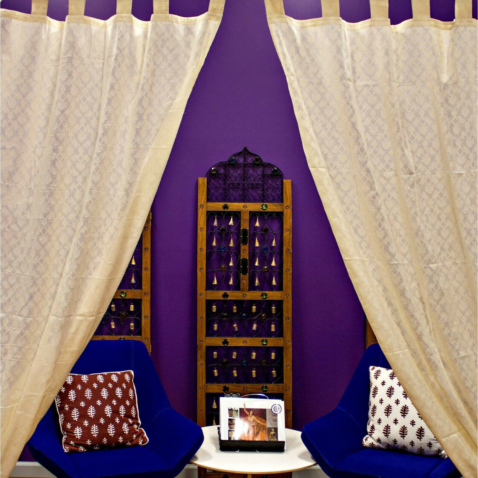 Shop Linen Luxury Textured Weave Tab Top Sheer Curtains Cotton Off