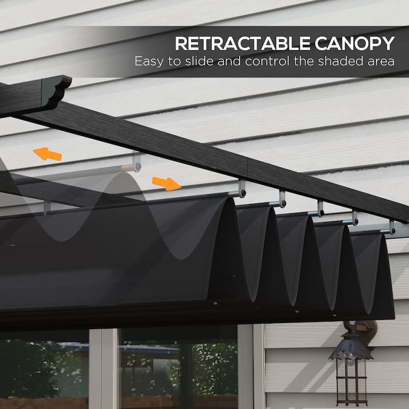 Outsunny 10' x 13' Retractable Pergola Canopy, Wood Grain Aluminum Pergola, Outdoor Sun Shade Shelter for Grill, Garden, Patio